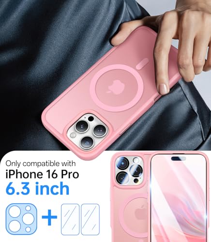 Coque compatible MagSafe rose pour iPhone 16 Pro avec verres écran - 3