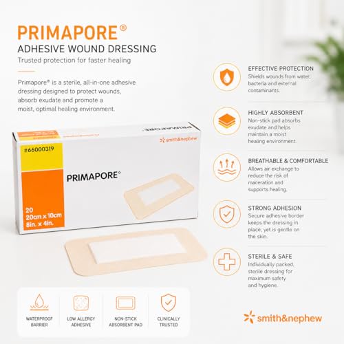 Image of Non -Woven Adhesive Wound Dressing with Absorbent Pad Pack of 5 (8 x 15 CM)
