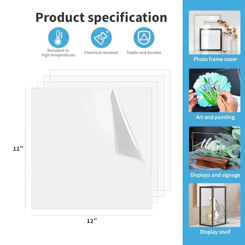 Image of Art3d Plexiglass Sheets, Clear & Flexible, 10-Pack of 12 x 12 inch