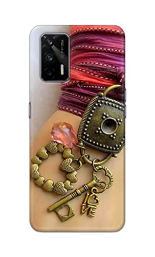 Image of Girl Hand with Keychain Hard Back Case Cover for Realme GT 5G, Realme Q3 Pro 5G Back Cover -(J5) VNS2228