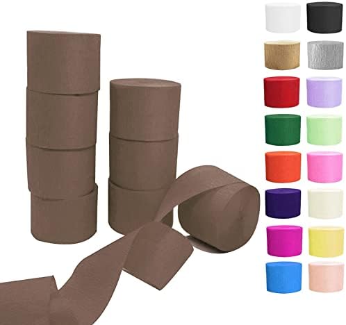 Brown Crepe Paper Streamers 8 Rolls, Party Streamers for Birthday Wedding Baby Bridal Shower Decorations Halloween Christmas Craft Supplies (1.8 Inch x 82 Ft/Roll，656ft)