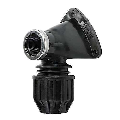 MDPE Compression Wall Plate Elbow Fitting (BSB Tap Thread) 20, 25 mm Input + Female Thread for PE Pipes, 20mm x ½”, 25mm x 3/4" for Gardens, Farms, Building Sites, Garages (20mm x 1/2")