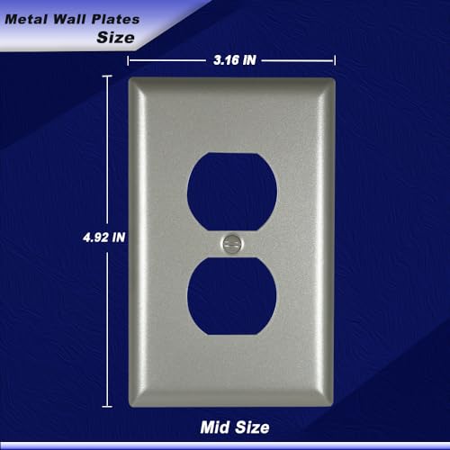 FunKiim Metal Electrical Outlet Covers, light Switch Cover Wall Plates, Mid Size 3.16''*4.92''Switch Plate, Wall Plates of Various Styles for Indoor Nickel (1 Gang Duplex 4 PK) by Funkiim - Used condition - Image 2