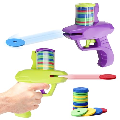Sepco 4PCS Foam Disc Launcher Flying Disk Handheld Shooter Indoor Shooting Game Outdoor Backyard Toy for Boys and Girls Birthday Gifts School Class Prizes