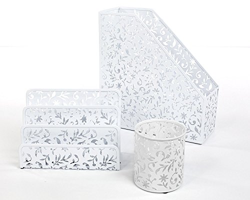 Design Ideas Vinea White Metal Desk Accessory Kit