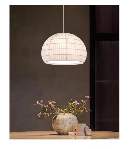 Lustre suspension LED tissu blanc D45cm éclairage 3 couleurs