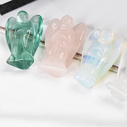 Nupuyai Blue Glass Guardian Crystal Angel Ornament, 4cm Hand Carved Healing Gemstone Pocket Angel Statue Figurine for Home Decor - Image 2