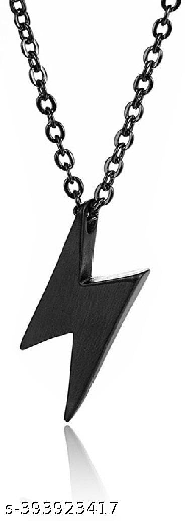 Lightning Pendant Necklace For Men Women Unisex Black Color Necklaces Bolt Thunder Flash Charm-image-37