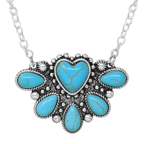 Rosemarie & Jubalee Women's Stunning Western Semi Precious Natural Howlite Stone Pendant Necklace, 18