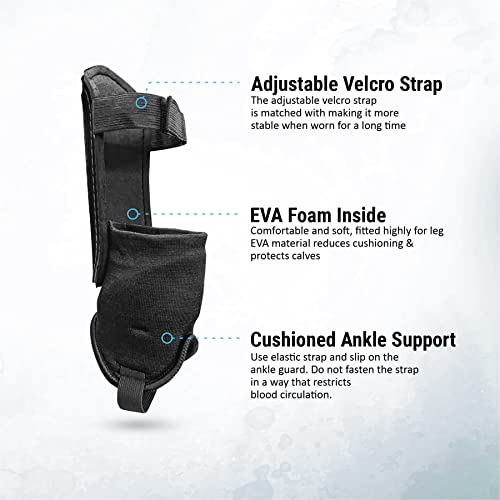 Image of Vector X Samba Shinguard with Ankle Adjustable | Training and Practice | for Girls and Boys | (Senior, Black-White)