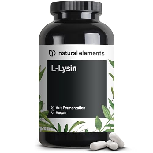 natural elements L-Lysin – 365 Kapseln – 800mg L-Lysin – Aus pflanzlicher Fermentation – ohne...