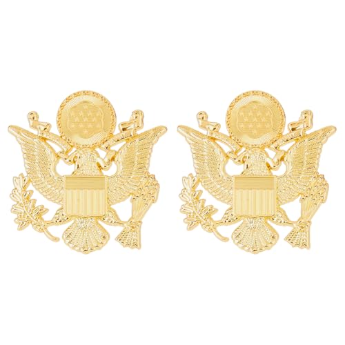 SUPERFINDINGS 2Pcs US Army Eagle Pin Gold Military Army Lapel Pin Alloy Brooch Officer Hat Pins US Veteran Lapel Pins Armys Decal Lapels for Hat Shirt Uniform Accessory