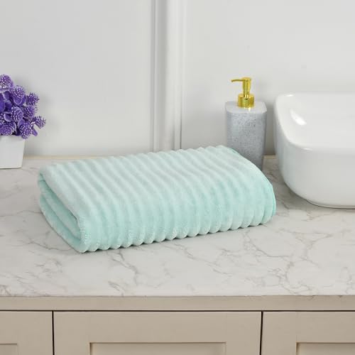 Image of Cotton Bolls Premium Microfiber Bath Towel - Ultra-Soft, Highly Absorbent, Superior Comfort, Durable and Elegant Design, 70x140 cm (2 Pcs Grey-Green)