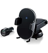 エレコム ワイヤレス充電器 Qi充電器 5W 7.5W 10W 車載ホルダー 自動開閉 ゲル吸盤 ロングタイプ シガーチャージャー付属 ブラック W-QC09BK