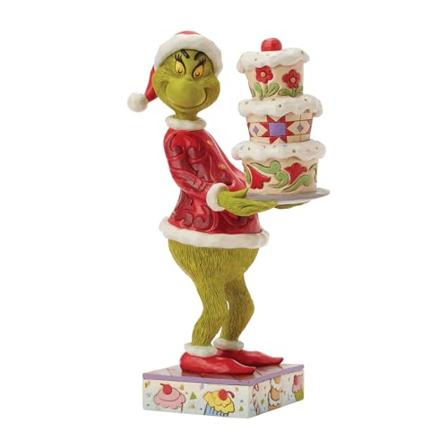 Enesco Dr. Seuss Grinch by Jim Shore Holding The Grinchy Cake Figur, 23 cm, Mehrfarbig