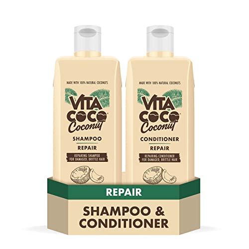 Vita Coco Repair Shampoo und Conditioner Bundle für geschädigtes Haar (2 x 400 ml) schützt das Haar mit 100% natürlichen Kokosnüssen Cover