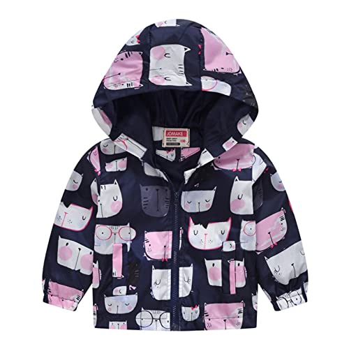 Toddler Girl Boy Windbreaker Long Sleeve Fall Coat Thin Jacket Casual Zip Hooded Jacket (Navy, 2-3 Years)