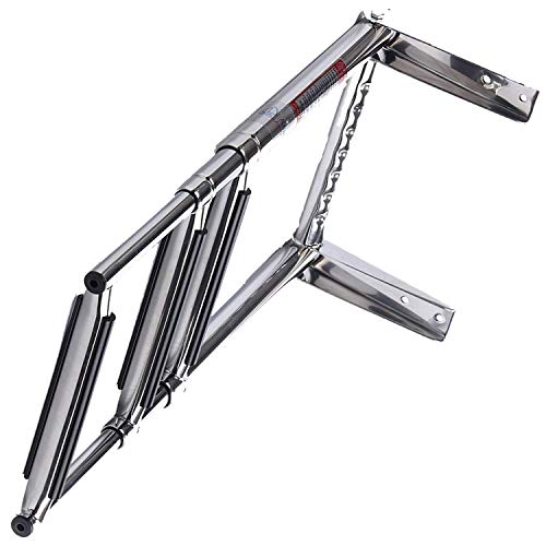 Amarine Made 3 Step Boat Boarding Ladder With Built In Drop Ladder Handle,316 Stainless Steel Telescoping Folding Ladder For Marine Boat Yacht Swimming Pool #TOP3
