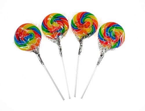 Runde bunte Lutscher mit süßem Geschmack – Regenbogen Farben – Kinder – Party und Geburtstag – 30 Gramm – 18 Stück - Reg