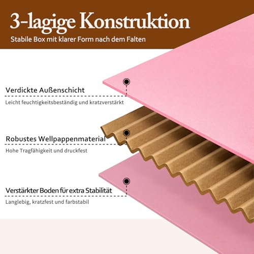 25 x 20 x 7 cm Rosa Klappdeckel-Versandbox – Recyclingkarton – innen & außen rosa – für Geschenke, Sets & Basteln – 25er-Pack