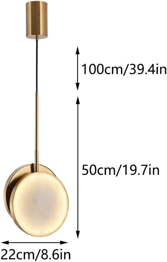 Luminaire suspendu géométrique en marbre véritable et bronze - 7
