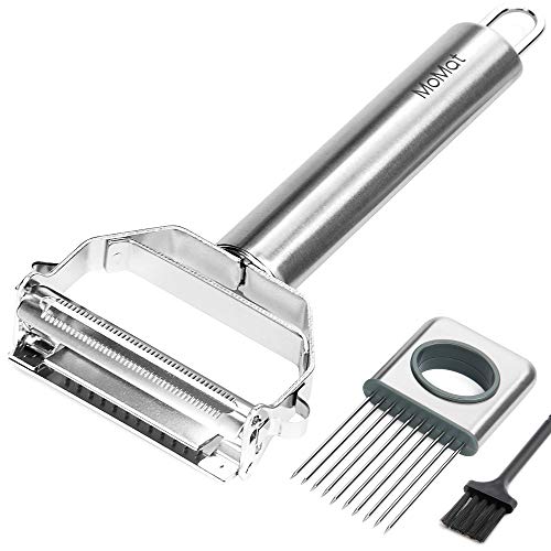 Potato Peeler Julienne Carrot Julienne Peeler Stainless Steel Metal Fruit Vegetable Peeler Onion Slicer Chopper Onion Holder Tomato Cutter