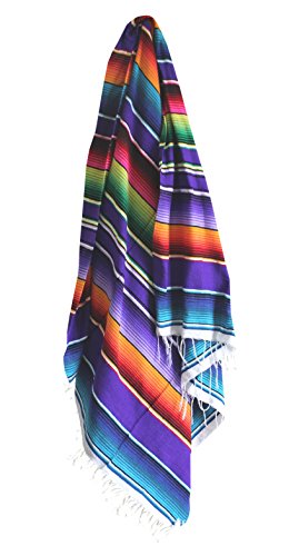 Del Mex Mexican Serape Blanket (Large, Purple) - Thumbnail 2