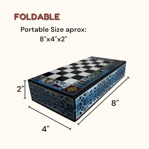 Tablero de ajedrez artesanal peruano 20x20 cm miniatura 3