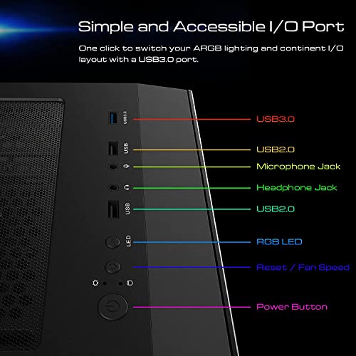 Image of GAMDIAS ATX Mid Tower Gaming Computer Case for Desktops & PC, 2X 200mm ARGB LED PC Case Fans Sync with Motherboards, Support Front 360mm & Top 240mm Cooler, Front & Side Tempered Glass Black