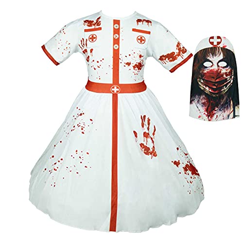 Fantasia Enfermeira Zumbi Infantil Com Máscara de Halloween (G 9-12)