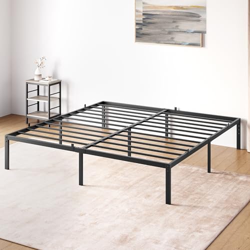GAOMON 14 Inch Tall Bed Frame, Simple and Atmospheric Metal Platform Bed Frame, Storage Space Under The Bed, Sturdy King Size Bed Frame with Reserved Holes for DIY Headboard, King