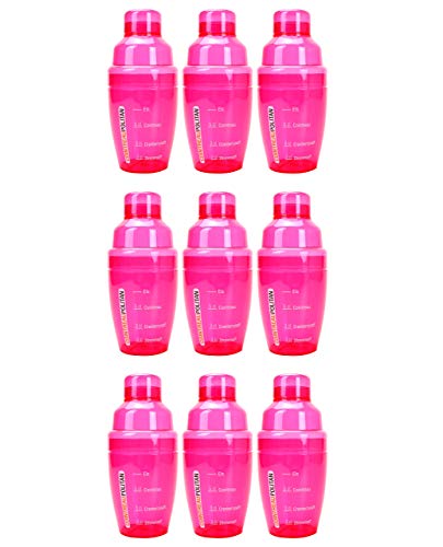 Preisvergleich Produktbild Cointreau Shaker -Becher / Kunststoffshaker / - Cointreau Politan / Cosmopolitan / 9er Set Shaker in Pink von Cointreau + Cocktail Anleitung / 2cl + 3cl + 5cl Eichung / Eichstrich