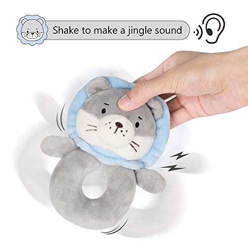 Tillyou Soft Baby Rattle For Newborns, Plush Stuffed Animal Rattle, Rattle Shaker For Infants, Shower Gifts For Girls Boys, Shaker & Teether Toys For 3 6 9 12 Months, Shake To Sound #TOP3