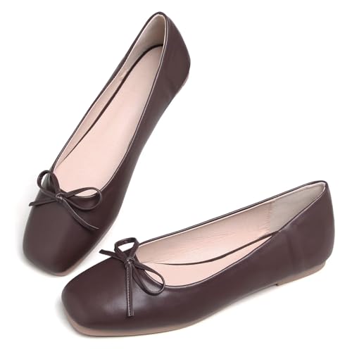 Image of Dear Time Women's Casual Foldable Ballet Flats Square Toe Ballerina Flats Shoes Comfortable