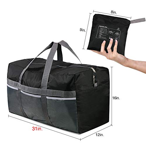 CAMPMOON Large Collapsible Duffle Bags for Men Traveling, Waterproof XL Travel Duffel Bags 96L for Airplane Camping, Black