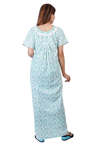 Image of Women's Cotton Block Print Knee Length Nighty