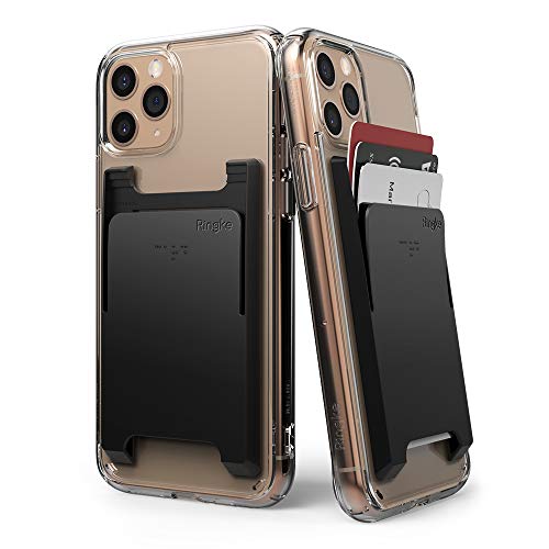 Ringke Slot Card Holder, Tarjetero Móvil, Portatarjetas Delgado para Hombre y Mujer, Cartera Adhesiva Compatible con Funda iPhone, Galaxy, Xiaomi, Pixel y Más - Black (Pack de 2)