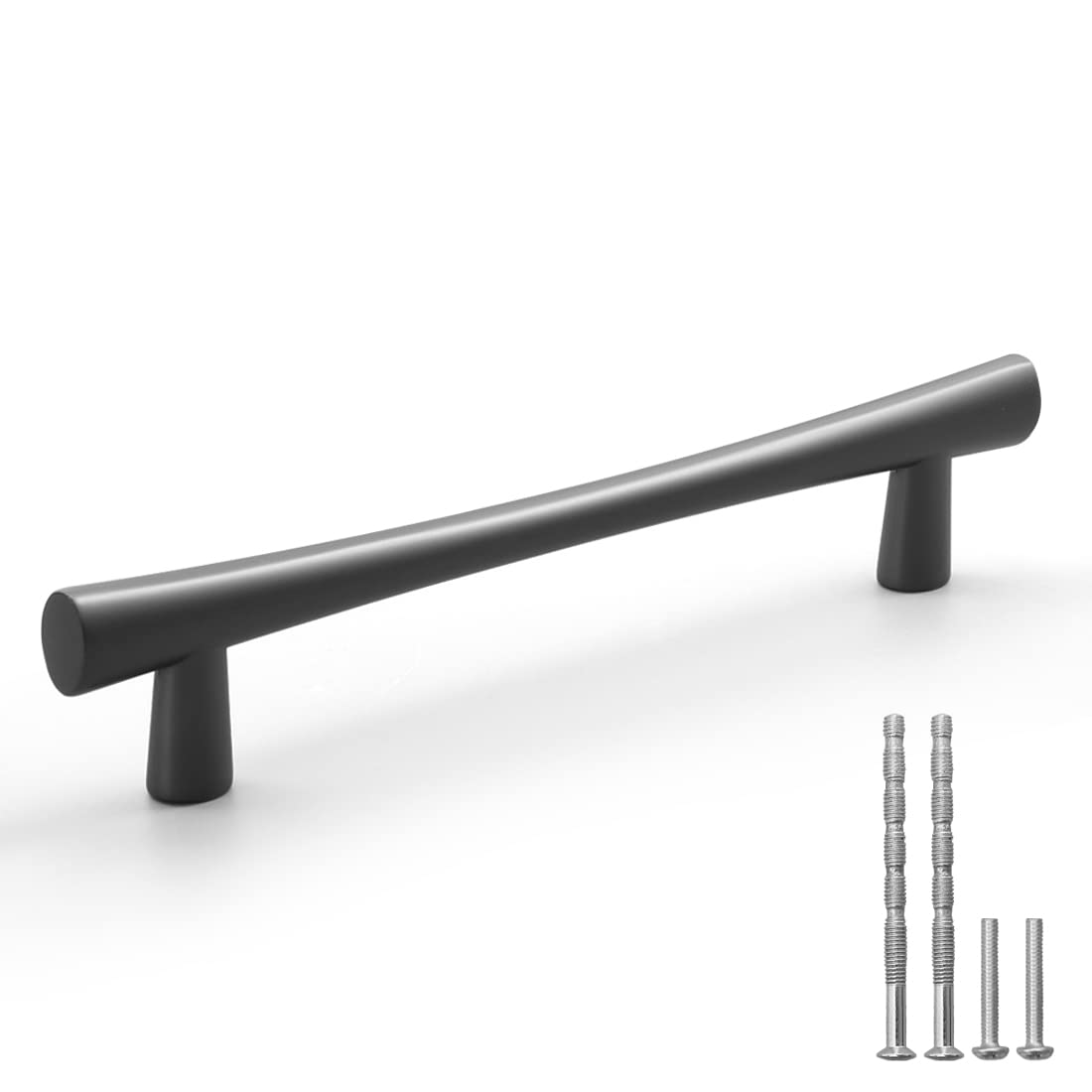 YAGU 10 Pack Dark Gray Solid Cabinet Pulls, 5 inch Hole Center, Kitchen Drawer Handles Black Nickel Hardware for Furniture Dresser Wardrobe Closet