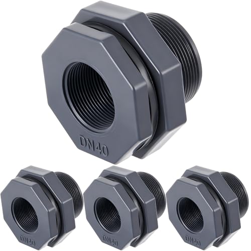 Image of 4 Pcs 1-1 /2 Inch Bulkhead Fitting PVC Npt Tank Connector