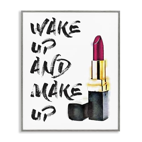 Image of 'Wake Up And Make Up'| Framed Giclee Art | Stupell Industries | Gray, 24 x 30 Inches, Easy to Hang and Sturdy, Made in USA, by Amanda Greenwood