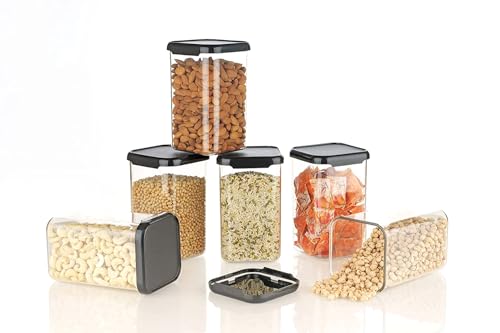 Image of Xiran Unbreakable Containers For Kitchen Storage Set, Kitchen Containers Set, Kitchen Organizer Storage Set, Kitchen Accessories Items, Pantry Organization And Kitchen Storage (1100Ml Black, Set of 6)