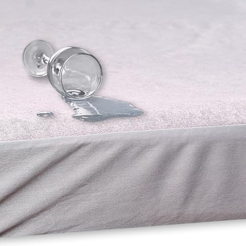 Image of Stylista 100% Waterproof Premium Cotton Feel Mattress Protector King Size 78x72 Inches | Breathable and Hypoallergenic Ultra Soft Fitted Bed Protector Cover (78 inchx72 inch King, Grey)| One Year Warranty