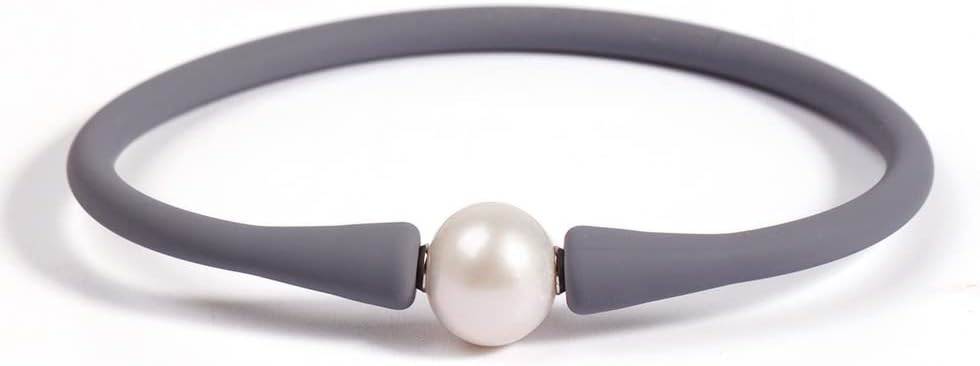 9-11mm Silicone Edison Freshwater Pearl Bracelets,Womens Charm Bangle Jewelry,Colored Dainty Personalized Stretch Mood Rubber Bands for Men and Women 6.5'' 7'' 7.5''