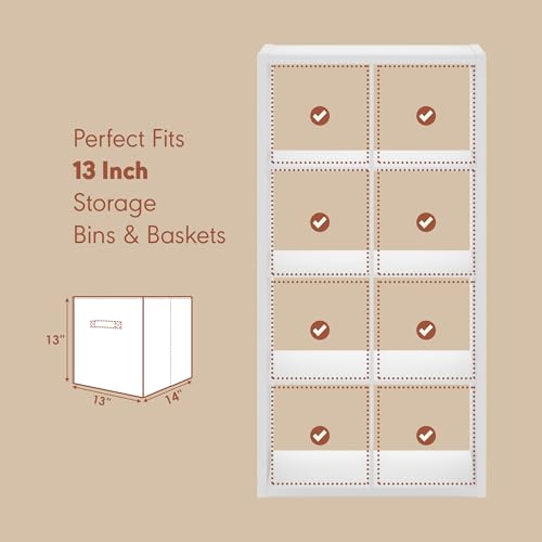 Image of Furinno Cubicle Record Player Stand, 8-Cube Vinyl Record Storage, White | Vinyl Storage, 1.2 inchInch Extra Thick, Open Back Media Shelf for CD DVD Bluray Game Disc, for Living Room, Home Office