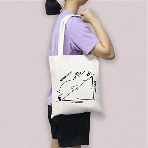 Bolso tipo tote de lienzo con diseño de hipopótamo, regalo para amantes de los hipopótamos y de las matemáticas miniatura 7
