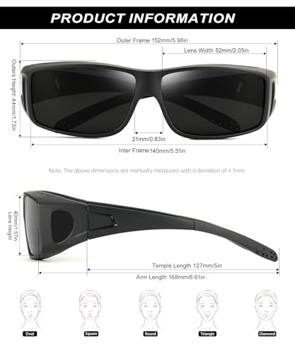 KALIYADI Sunglasses Fit-Over-Glasses Polarized Sunglasses-Men: Wrap Around Sun glasses Womens with UV Protection for Driving4