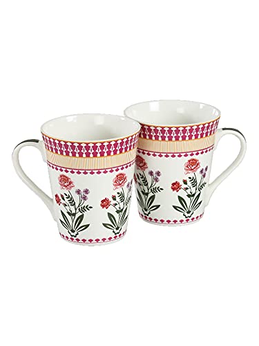 Image of India Circus Fine Ceramic Milk Mugs Set of 2-350 ml Each - Elegant Design for Home and Kitchen and Can be Gifted to Your Loved Ones On Any Occassion, Multicolor, Medium (IC-MM2-CC10)