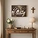 Framed Vintage Christian Wall Art, Neutral Beige Last Supper Canvas Print, Biblical Jesus and Disciples Artwork, Religious Retro Decor for Dining Room, Living Room, or Prayer Space, 12x16 Inch