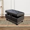 Storage Ottoman,Oversized Tufted Ottoman Bench with Storage,Square Storage Ottoman with Lid Lifting Function for Living Room/Bedroom/Apartment(Black)