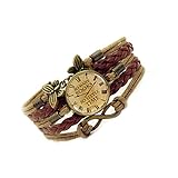 Joygoodta Pulsera Multicapa, brazaletes de Cuero para Mujer, Pulseras envolventes, decoración de muñeca Estilo Bohemio Vintage, marrón